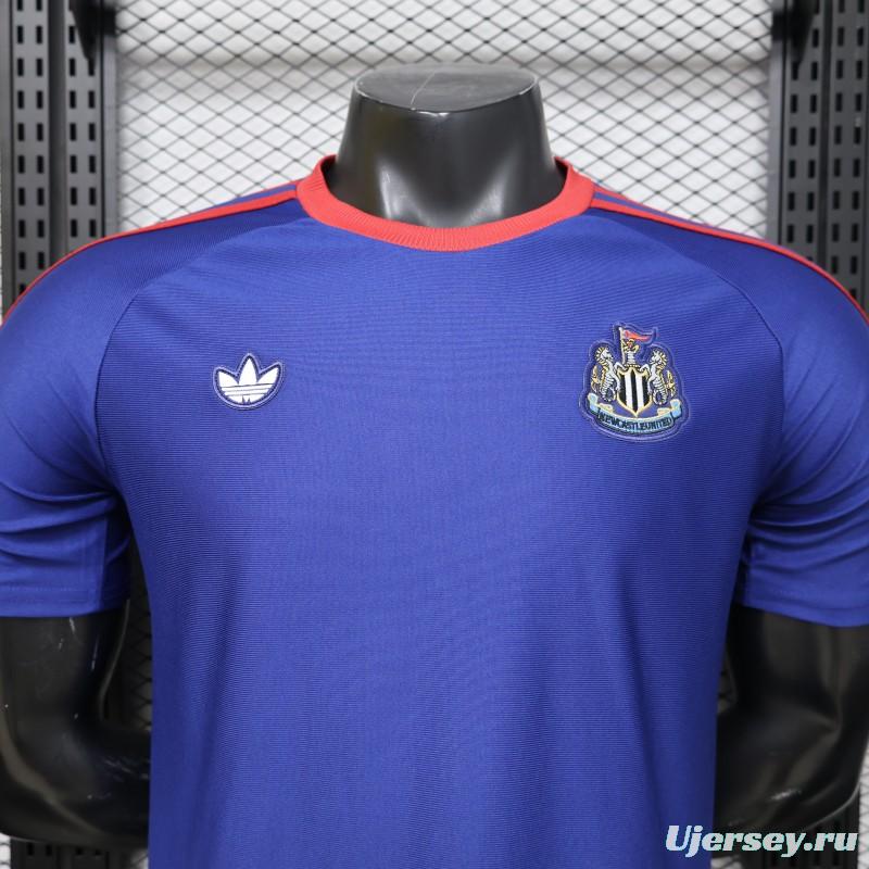 Player Version 26/27 Newcastle United Blue 1990 Vintage Remake  Short Sleeve Away Jersey