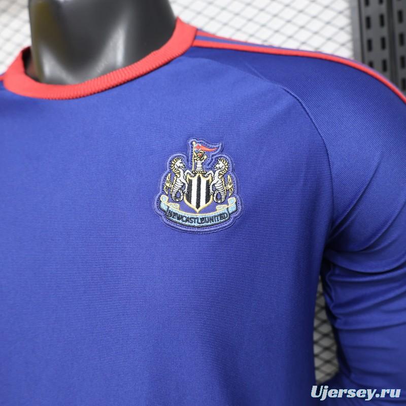 Player Version 26/27 Newcastle United Blue 1990 Vintage Remake  Long Sleeve Away Jersey