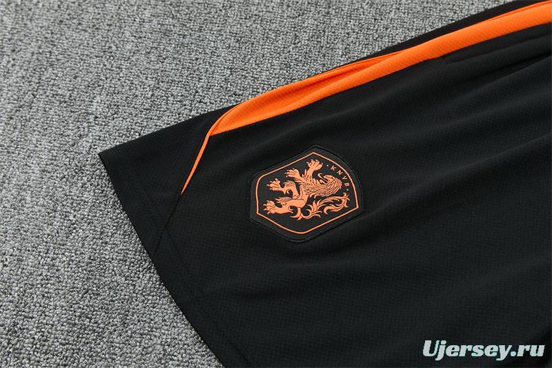 2026 Netherlands Black & Orange  Short Sleeve+Soccer Shorts