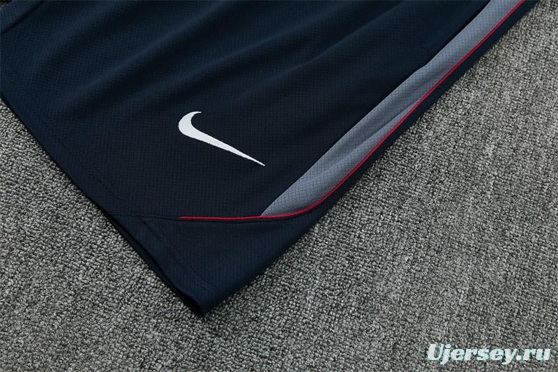 2026 England Grey Short Sleeve+ Navy Blue Soccer Shorts