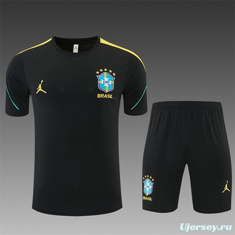 2026 Brazil Black & Yellow Short Sleeve+Soccer Shorts