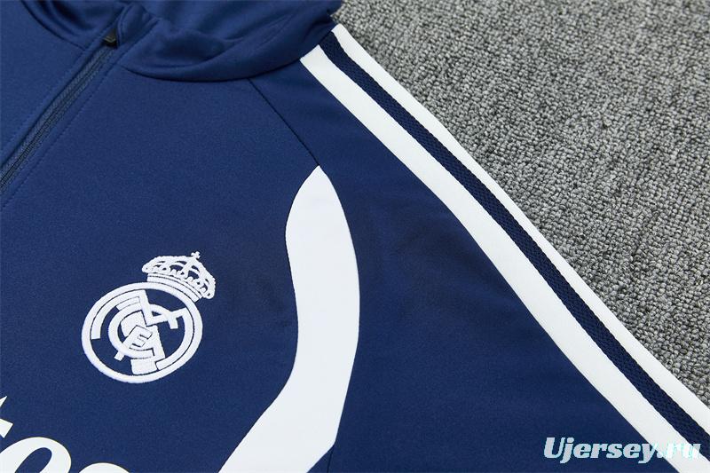 26/27 Real Madrid Away Navy Blue Half Zipper Jacket Tracksuit + Long Pants