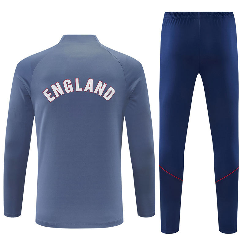 2026 England Grey Half Zipper Jacket Tracksuit + Navy  Blue Long Pants (Nike)
