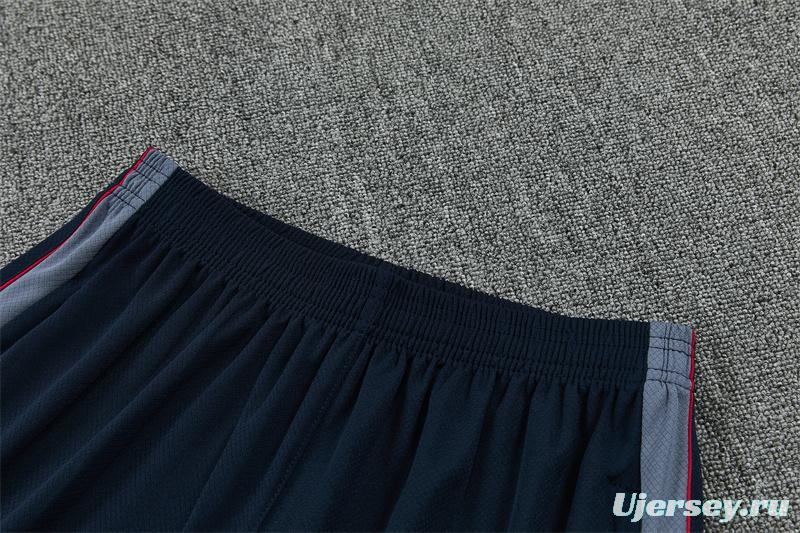 2026 England Grey Short Sleeve+ Navy Blue Soccer Shorts