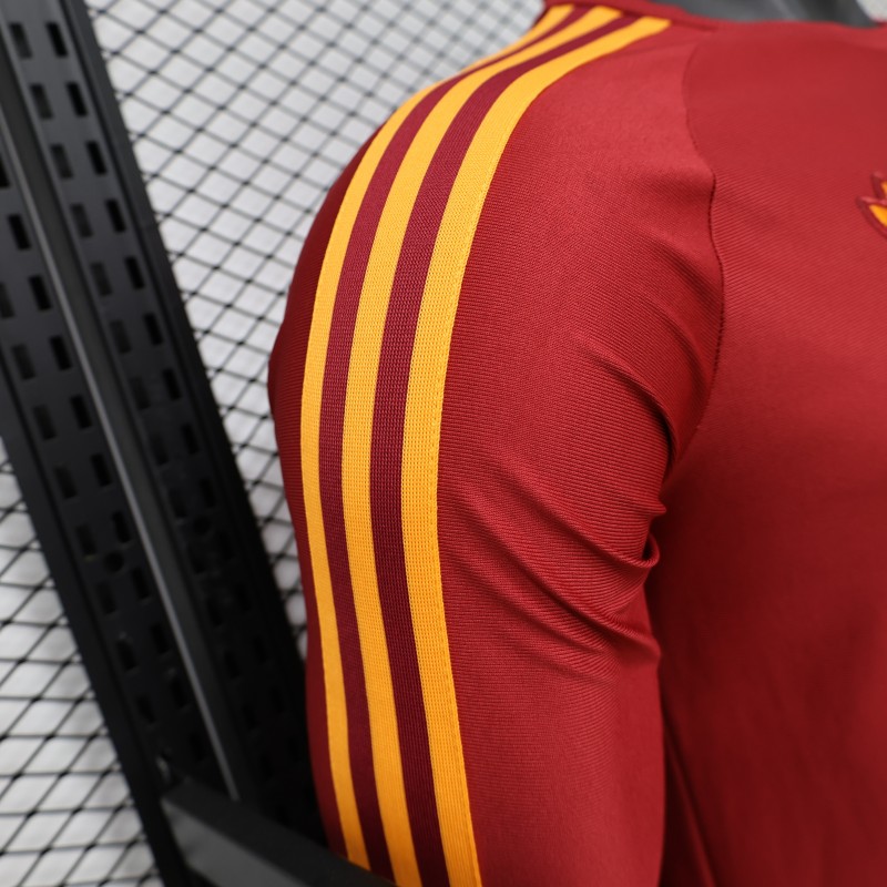 Player Version 2026 AS Roma Deep Red  84/85 Vintage Remake  Long Sleeve Home Jersey