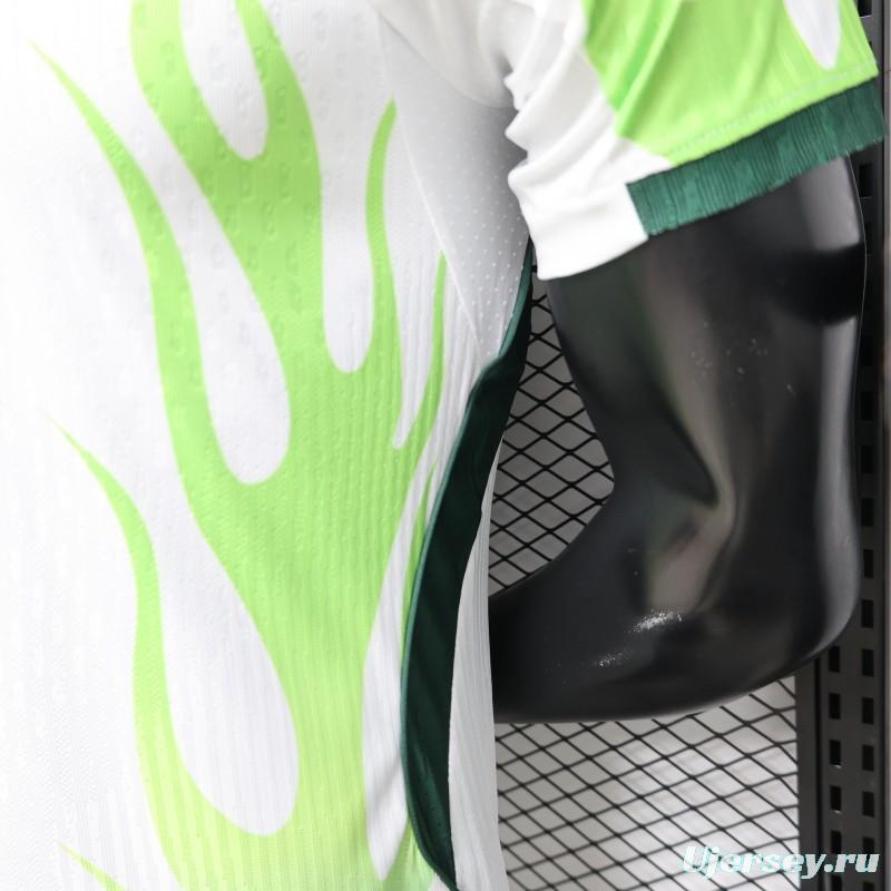 Player Version 2026 Nigeria  White with Green Flame Away Jersey