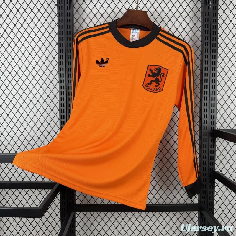1980 Retro Netherlands Home Long Sleeve Jersey