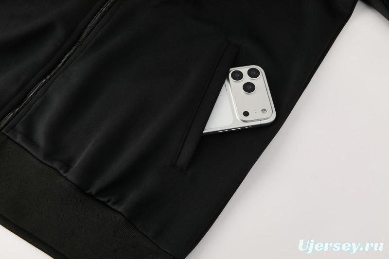 2026/27 Manchester United Black Grunge Splatter Paint Full Zipper Jacket Tracksuit + Long Pants