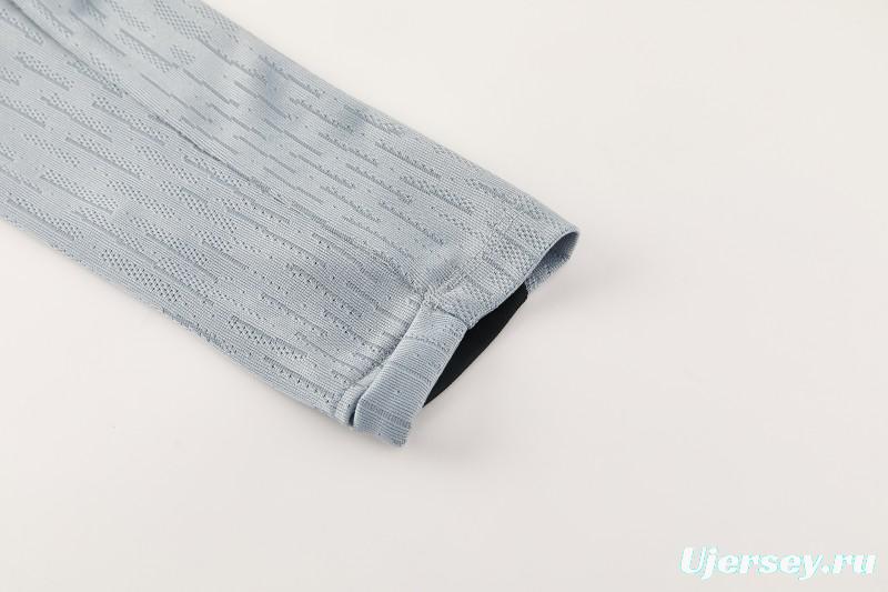 2026/27 Paris Saint-Germain White  Half Zipper Jacket Tracksuit + Light Grey Long Pants