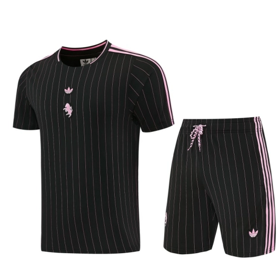 2026/27 Inter Miami CF Black Pinstripe Short Sleeve+Soccer Shorts