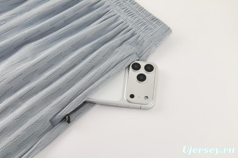 2026/27 Paris Saint-Germain White  Half Zipper Jacket Tracksuit + Light Grey Long Pants