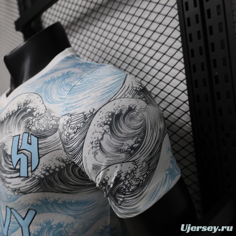 Player Version 26/27 Al-Hilal SFC White & Blue Hokusai Wave Print Special Edition Away Jersey