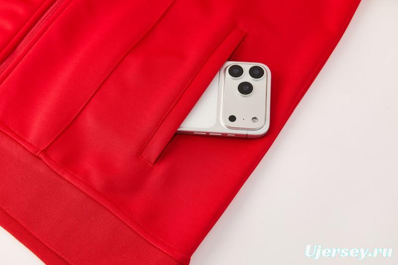 2026/27 Adidas Originals Red  Full Zipper Jacket Tracksuit + Navy Blue Long Pants