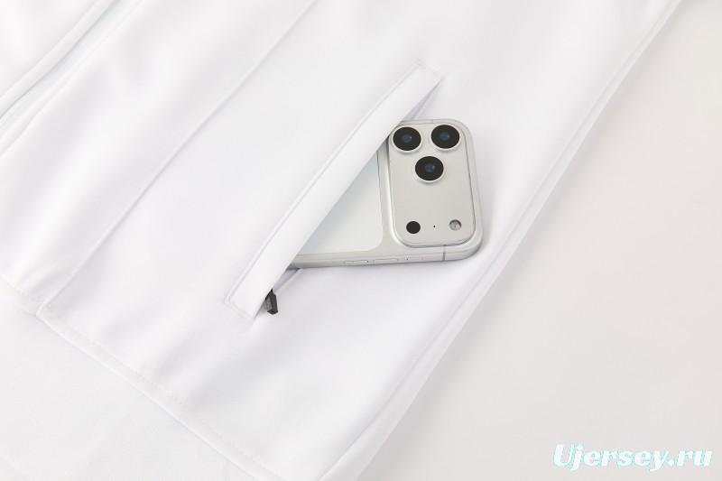 2026/27 Adidas Originals  White Full Zipper Jacket Tracksuit + Navy Blue Long Pants