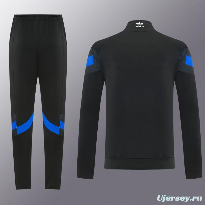 2026/27 Adidas Originals Black & Royal Blue Full Zipper Jacket Tracksuit + Long Pants