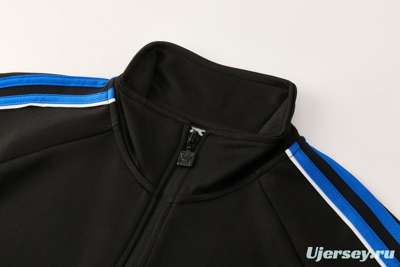 2026/27 Adidas Originals Black & Royal Blue Full Zipper Jacket Tracksuit + Long Pants