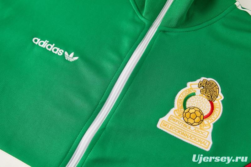 2026/27 Mexico  Green & Red Retro Full Zipper Jacket Tracksuit + Long Pants (Adidas Originals)