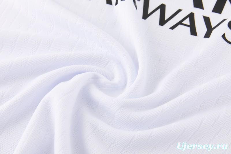 2026/27 Paris Saint-Germain White  Half Zipper Jacket Tracksuit + Light Grey Long Pants