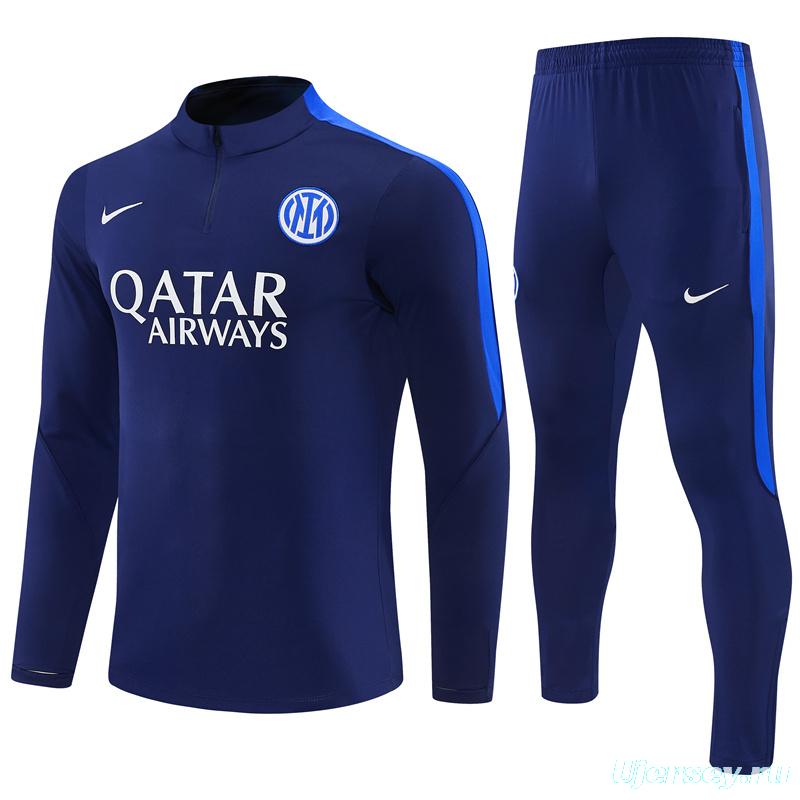 2026 Inter Milan Dark Navy Blue Half Zipper Jacket Tracksuit + Long Pants