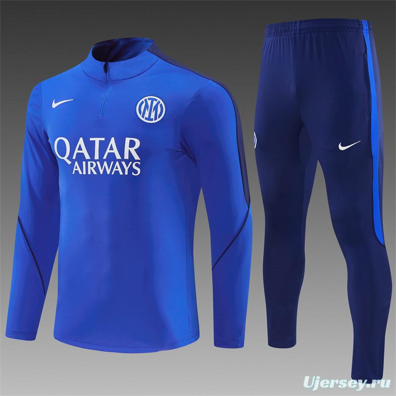 2026 Inter Milan Royal Blue Half  Zipper Jacket Tracksuit + Long Pants (Nike)