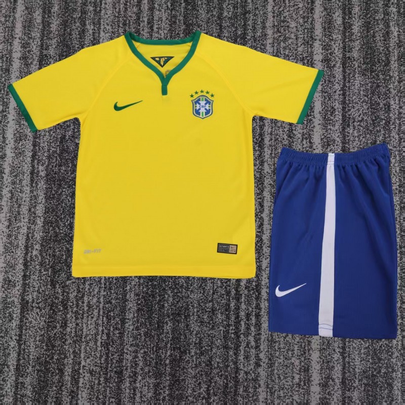 Retro 2014 Kids Brazil Home Jersey