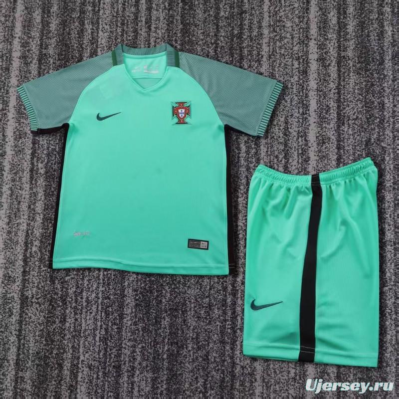 Retro Kids 2016 Portugal Away Green Jersey