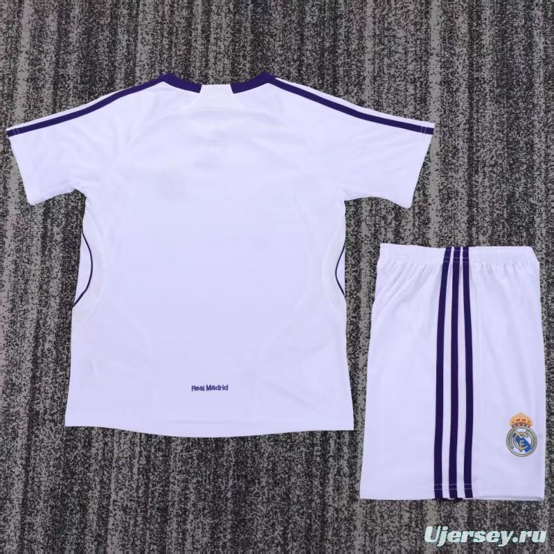 Retro 2007/08 Kids Real Madrid White & Purple Home Jersey