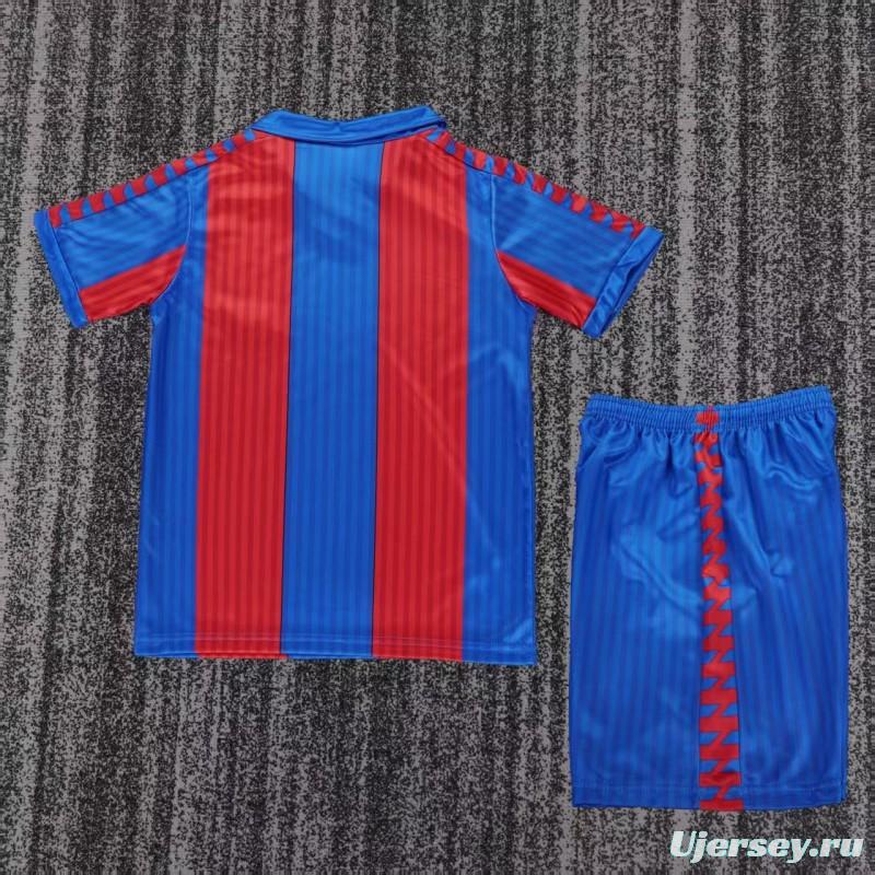 Retro 1989/92 Kids FC Barcelona Blue & Red Stripe Home Jersey