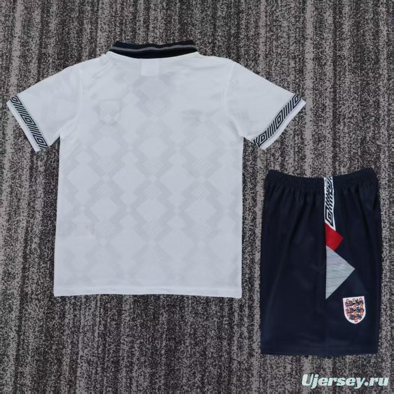 Retro 1990/92 Kids England White Home Jersey