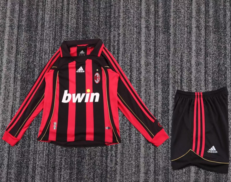 Retro Kids 06/07 AC Milan Home Long Sleeve Jersey
