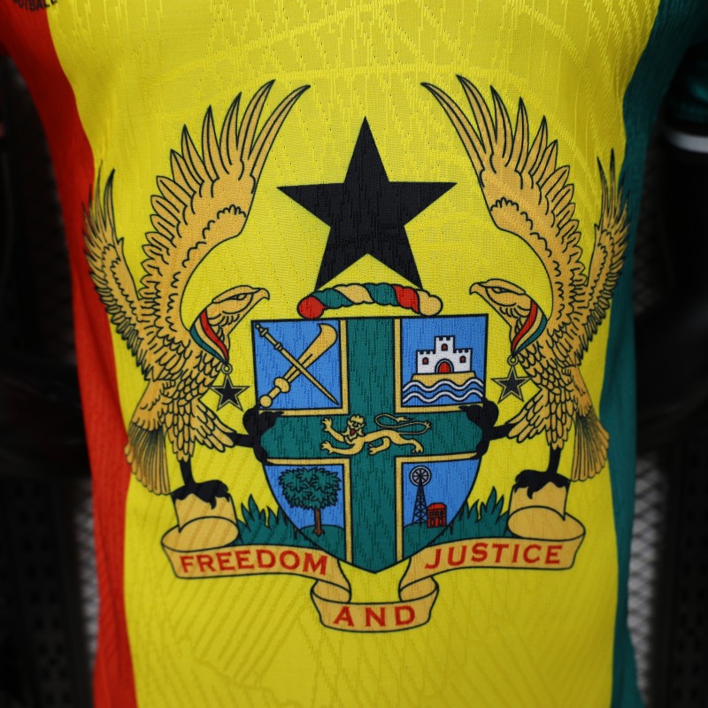Player Version 2026 Ghana Special Edition Yellow Red Green with National Coat of Arms & Flag Jersey