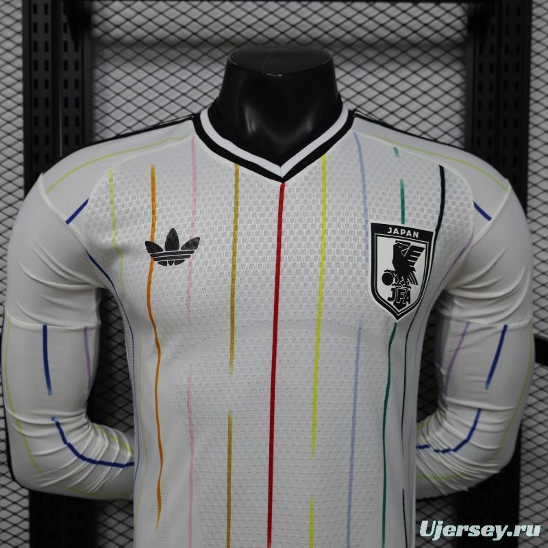 Player Version 2026 Japan Special Edition White with Rainbow  Pinstripe Long Sleeve Jersey