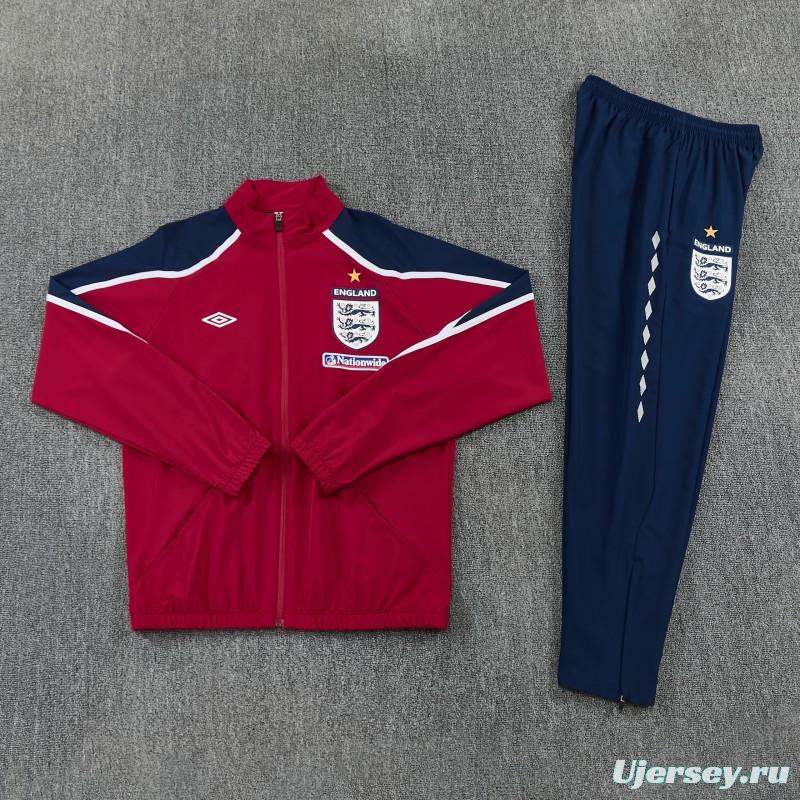 2026 England Red & Navy Blue Full Zipper Jacket Tracksuit + Long Pants