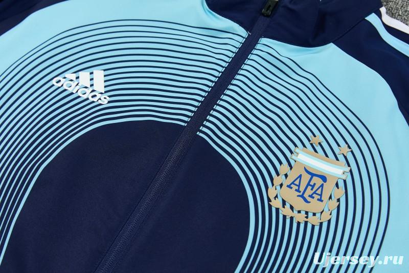 2026 Argentina Navy & Sky Blue Full Zipper Jacket Tracksuit + Long Pants