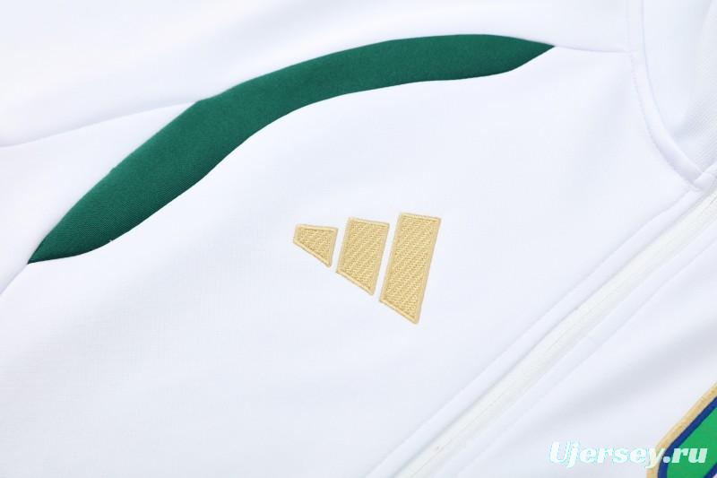 26/27 Italy White & Green Full Zipper Jacket Tracksuit + Long Pants