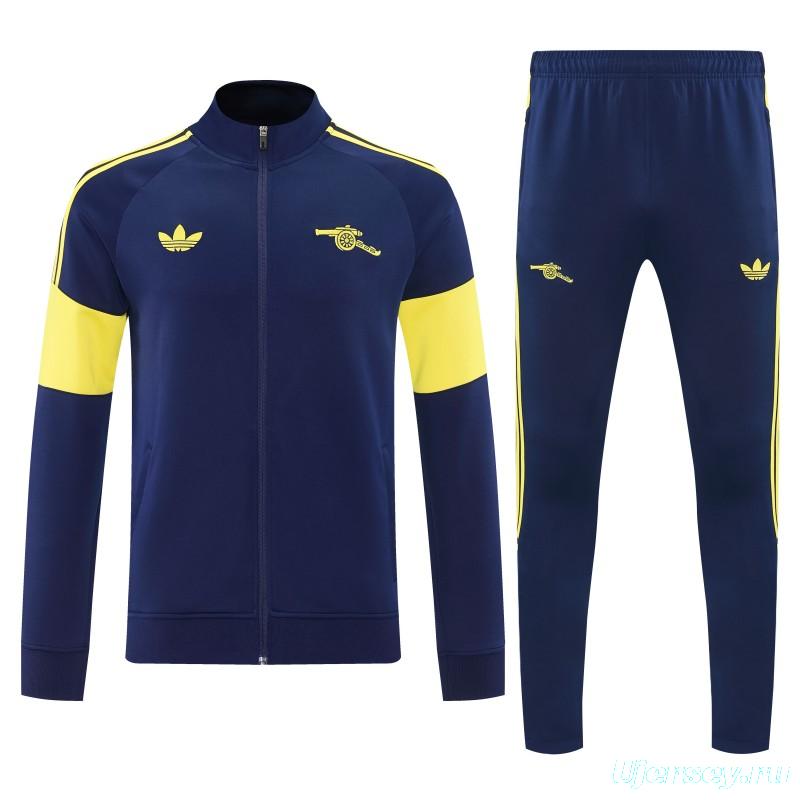 26/27 Arsenal Navy Blue & Yellow Full Zipper Jacket Tracksuit + Long Pants