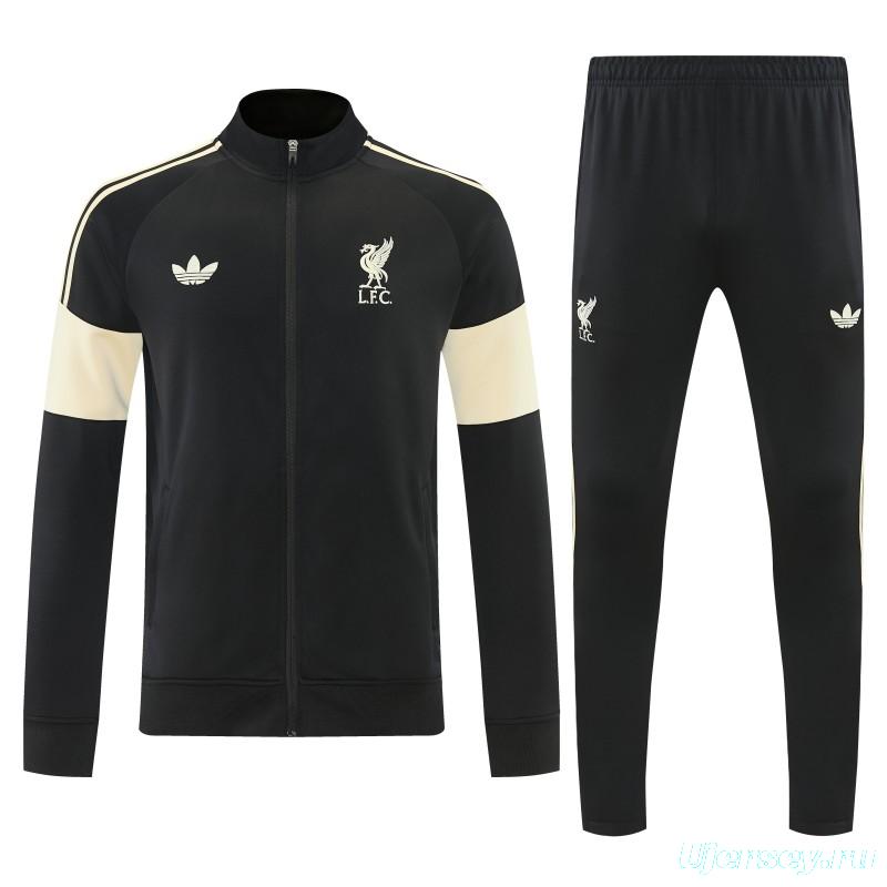 26/27 Liverpool Black & Cream Full Zipper Jacket Tracksuit + Long Pants