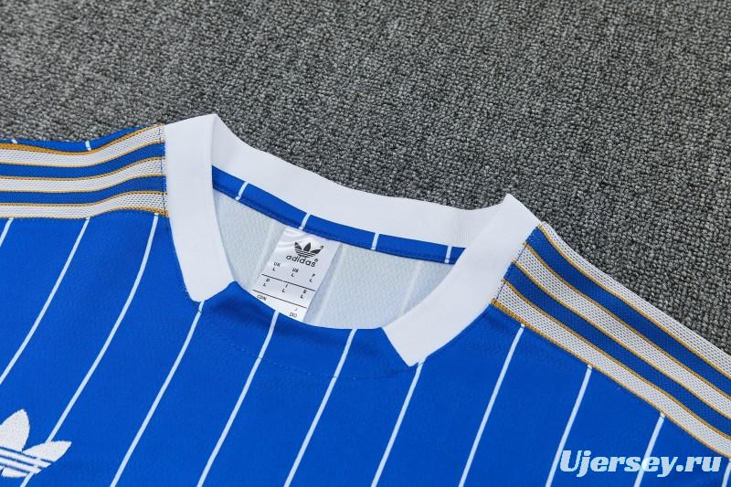 26/27 Real Madrid Blue Short Sleeve Tracksuit + Long Pants