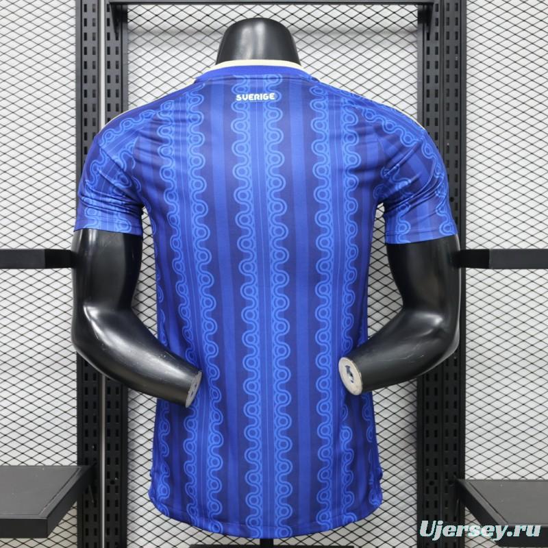 Player Version 2026 Sweden Blue with Tonal Chain Stripe  Away Jersey