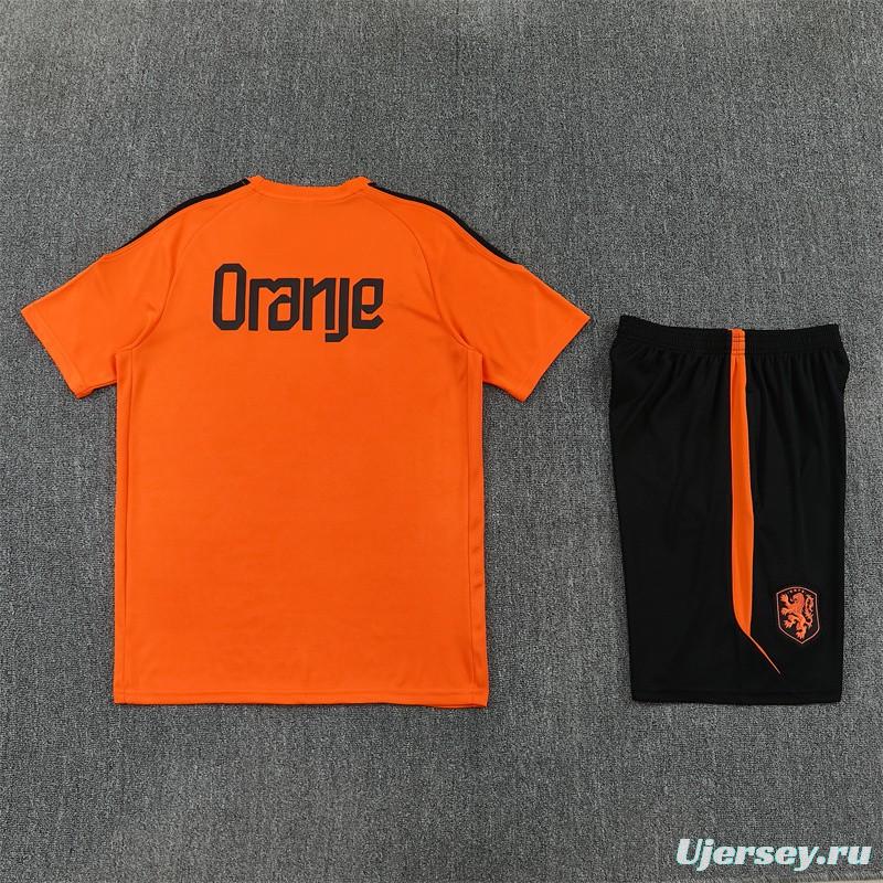 26/27 Netherlands Home Orange Short Sleeve + Soccer Shorts