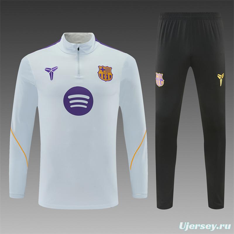 Player Version 26/27  Barcelona Light GreyHalf Zipper Jacket+Long Pants