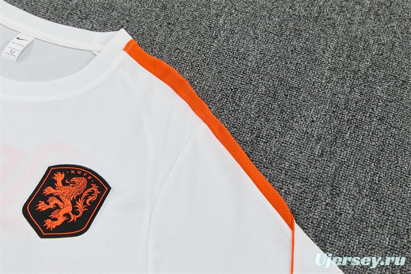 26/27  Netherlands Home White Short Sleeve + Soccer Shorts