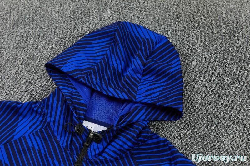 2026 France Navy Blue Full Zipper Hooded Jacket Tracksuit + Long Pants