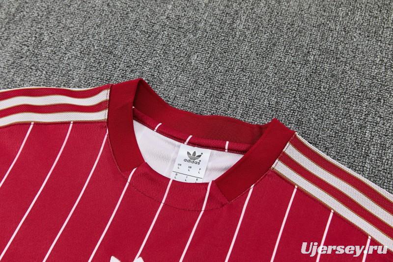 26/27 Arsenal Red Stripes Short Sleeve Tracksuit + Long Pants