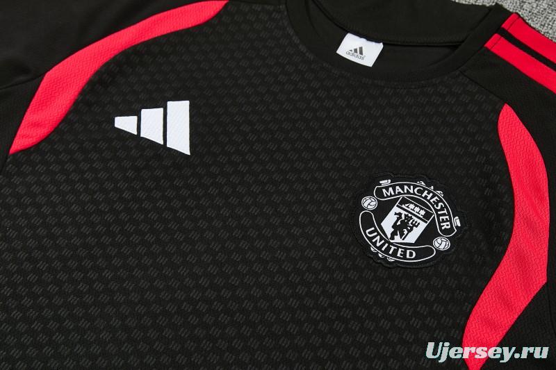26/27 Manchester United Black &Red Short Sleeve+Soccer Shorts