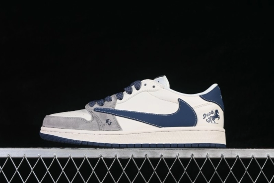 Jordan x Travis Scott x Fragment Design Air Jordan 1 Low OG SP Casual Skateboarding Shoes with Reverse Swoosh - MY9969-803