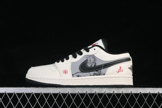 Nike Air Jordan 1 Low Retro Basketball Shoes Limited Edition for Chinese New Year White Grey - FF9989-034