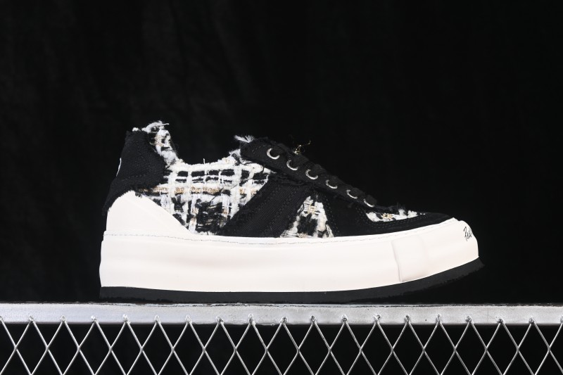 xVESSEL Deconstructed Chunky Sole Low-Top Casual Sneakers with Tweed Texture and 4CM Platform - S19X001B