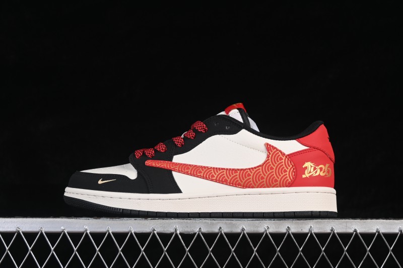 Nike Air Jordan 1 Low OG SP Travis Scott x Fragment Design Basketball Lifestyle Shoes with Contrast Color Blocking - QW5288-143