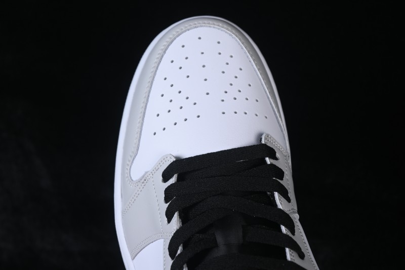 Nike Air Jordan 1 Low Retro Basketball Shoes with White Grey and Black Swoosh for Casual Wear - 553558-045